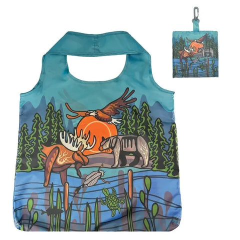 Native Northwest Foldable Shopping Bag - All My Relatives-FBG62-Pumpkin Pie Kids Canada