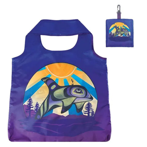 Native Northwest Foldable Shopping Bag - Killer Whale-FBAG64-Pumpkin Pie Kids Canada