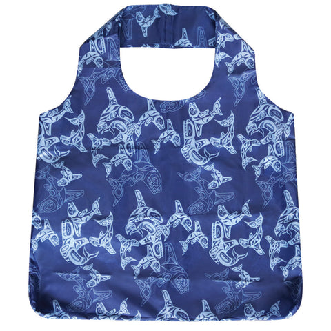 Native Northwest Foldable Shopping Bag - Orca Family-FBAG19-Pumpkin Pie Kids Canada