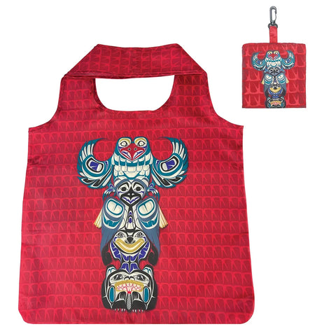 Native Northwest Foldable Shopping Bag - Totem-FBAG67-Pumpkin Pie Kids Canada