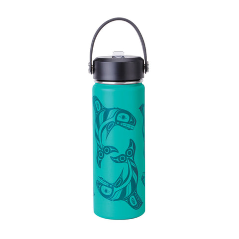 Native Northwest Wide Mouth Insulated Bottle - Raven Fin Killer Whale-WBOT14-Pumpkin Pie Kids Canada