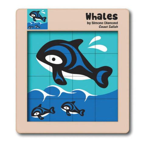 Native Northwest Wooden Tile Puzzle - Whales-WTP102-Pumpkin Pie Kids Canada