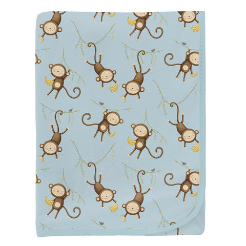 KicKee Pants Bamboo Blanket - Spring Sky Monkeys & Bananas
