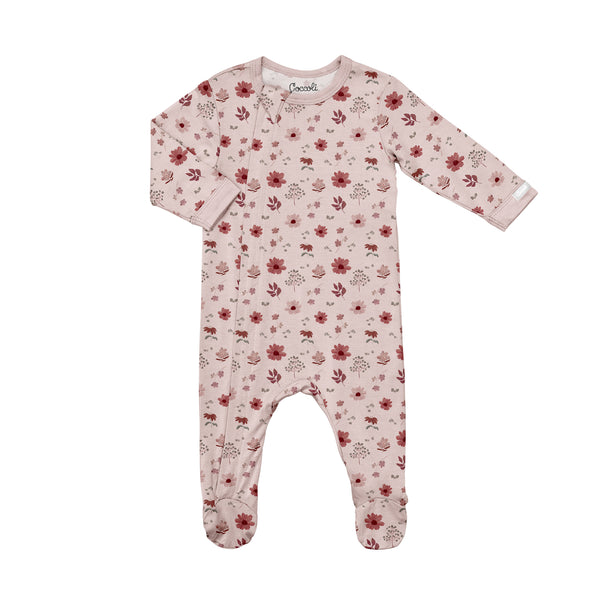 Coccoli Modal Footie - Floral on Rosewater