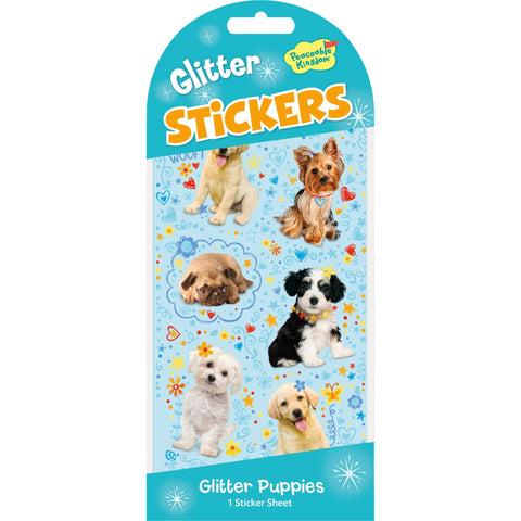 Peaceable Kingdom Stickers - Glitter Puppies-STK207-Pumpkin Pie Kids Canada
