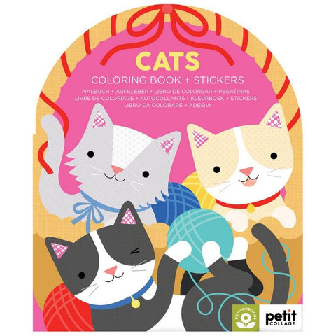 Petit Collage Cats Coloring & Stickers Book-9781797241555-Pumpkin Pie Kids Canada