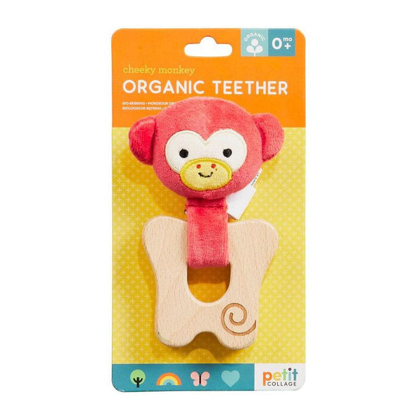 Petit Collage Cheeky Monkey Organic Teether-5055923779095-Pumpkin Pie Kids Canada