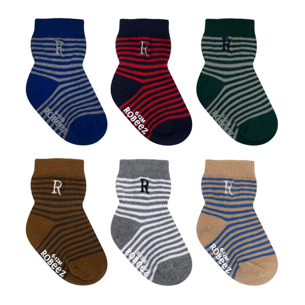 Robeez Socks 6pk - Stripe Monograms-Pumpkin Pie Kids Canada