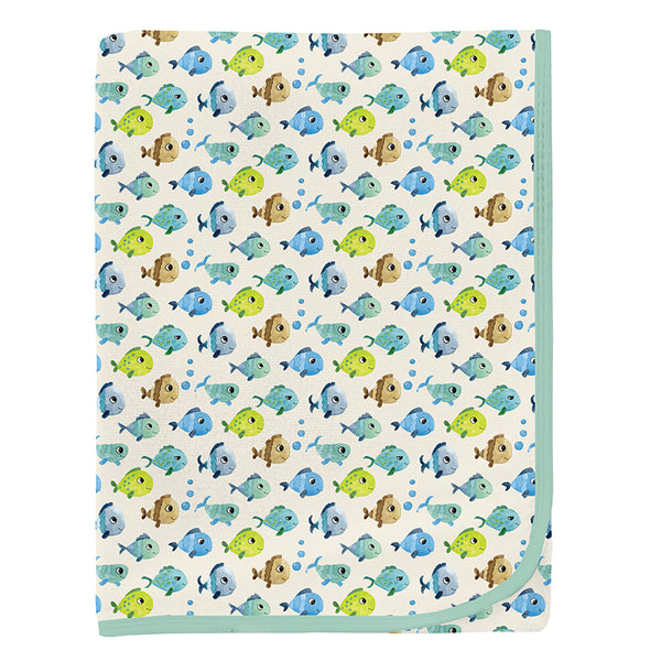 KicKee Pants Bamboo Blanket - Natural Fishies
