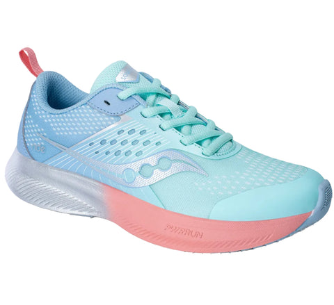 Saucony Ride KDZ Sneaker - Teal/Peri-Pumpkin Pie Kids Canada