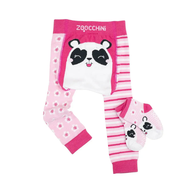Zoocchini Legging & Sock Set - Panda-ZOO1007 6-12M-Pumpkin Pie Kids Canada
