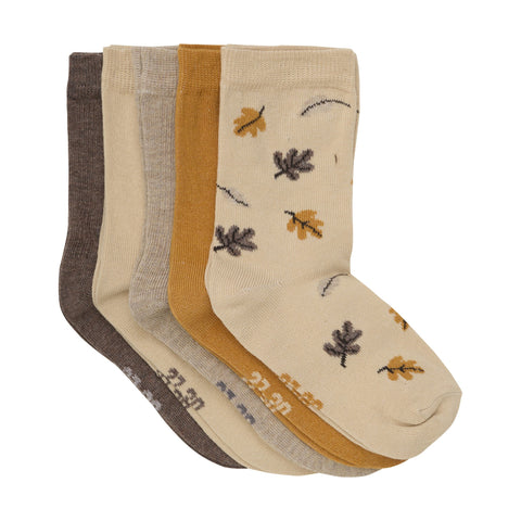 Minymo Crew Socks 5pk - Silver Mink-Pumpkin Pie Kids Canada