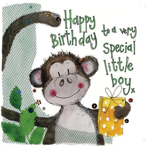 Alex Clark Little Boy Monkey Birthday Card-5199-S246-Pumpkin Pie Kids Canada
