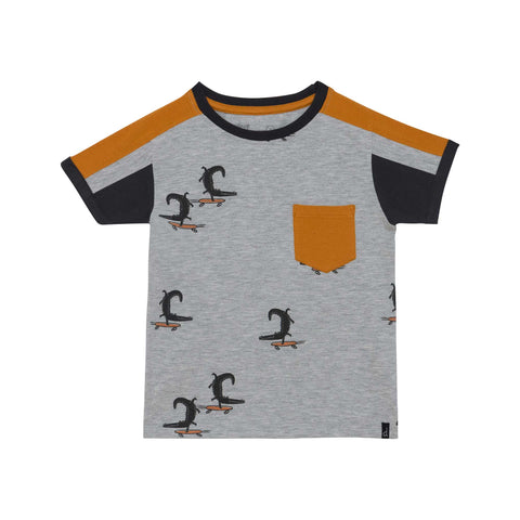 Deux Par Deux Jersey Top - Light Grey-Pumpkin Pie Kids Canada