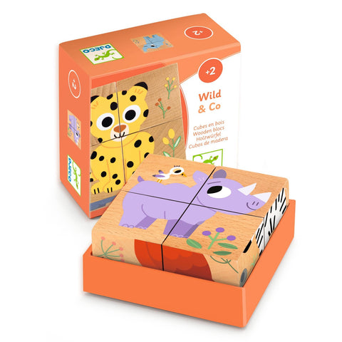 Djeco Wooden Cubes - Wild & Co-Pumpkin Pie Kids Canada