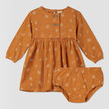 Ettie & H Mirren Dress - Pumpkin Leaves-EH102B 0-3M-Pumpkin Pie Kids Canada