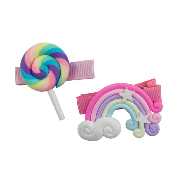 Great Pretenders Lollypop Rainbow Hairclips 2pc-Pumpkin Pie Kids Canada