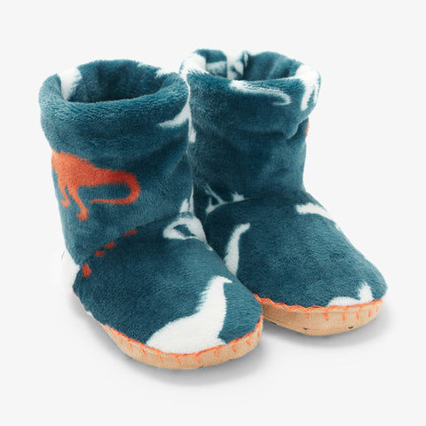 Hatley Fuzzy Fleece Slippers - Dino Silhouettes-Pumpkin Pie Kids Canada