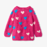 Hatley Fuzzy Sweater - Lovey Hearts-Pumpkin Pie Kids Canada