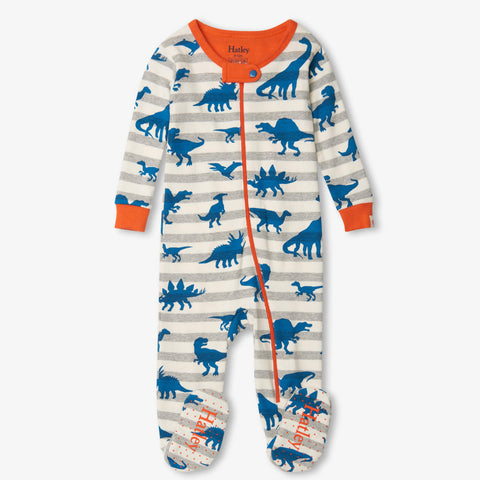Hatley Organic Footed Coverall - Dino Silhouettes-Pumpkin Pie Kids Canada