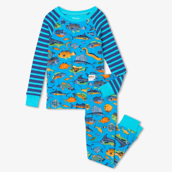 Hatley Organic Pajama Set - Deep Sea Fish-Pumpkin Pie Kids Canada
