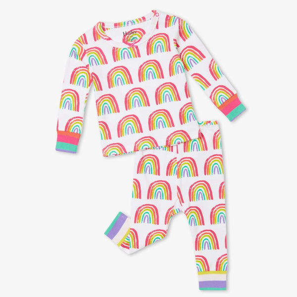 Hatley Organic Pajama Set - Pretty Rainbows-S22LRI1237 3-6M-Pumpkin Pie Kids Canada