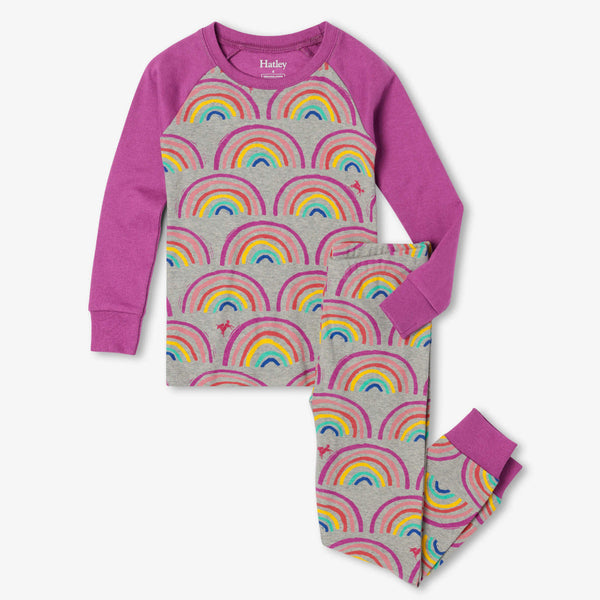 Hatley Organic Pajama Set - Rainbow Dreams-Pumpkin Pie Kids Canada