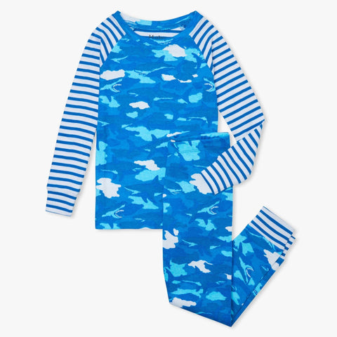 Hatley Organic Pajama Set - Shark Camo-Pumpkin Pie Kids Canada