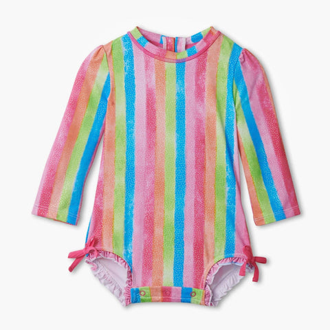 Hatley Rashguard Swimsuit - Rainbow Stripes-Pumpkin Pie Kids Canada
