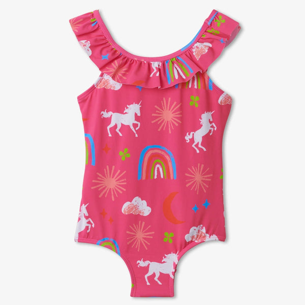 Hatley Ruffle Sleeve Swimsuit - Unicorns & Rainbows-Pumpkin Pie Kids Canada