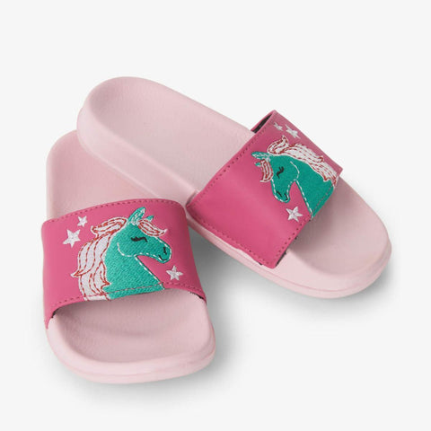 Hatley Slide On Sandals - Playful Horses-S22USK1530 9-Pumpkin Pie Kids Canada