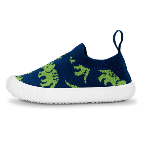 Jan & Jul Graphic Knit Shoes - Triceratops-Pumpkin Pie Kids Canada