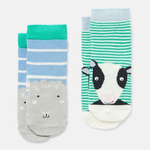 Joules Neat Feet Socks 2pk - Sheep/Cow-Pumpkin Pie Kids Canada