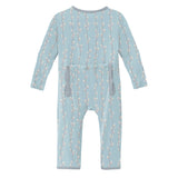 KicKee Pants Coverall with Zipper - Spring Sky Pussy Willows-Pumpkin Pie Kids Canada