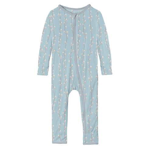 KicKee Pants Coverall with Zipper - Spring Sky Pussy Willows-Pumpkin Pie Kids Canada