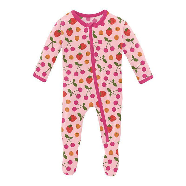 KicKee Pants Footie with Zipper - Lotus Berries-ZF14-9-LI-S23D1-LOBY 0-Pumpkin Pie Kids Canada