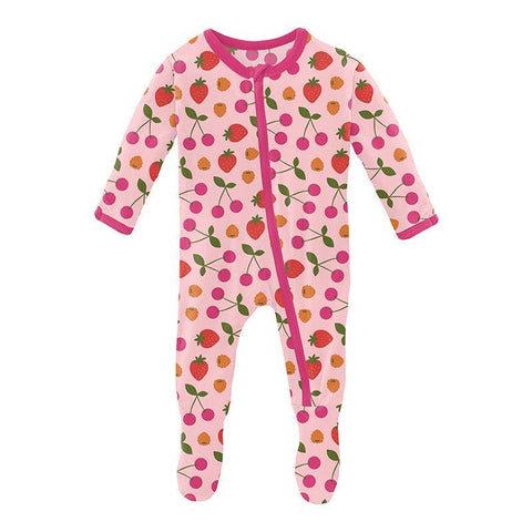 KicKee Pants Footie with Zipper - Lotus Berries-ZF14-9-LI-S23D1-LOBY 0-Pumpkin Pie Kids Canada