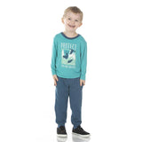 KicKee Pants L/S Graphic Easy Fit Crew Neck Tee - Neptune Protect Fish and Wildlife-Pumpkin Pie Kids Canada