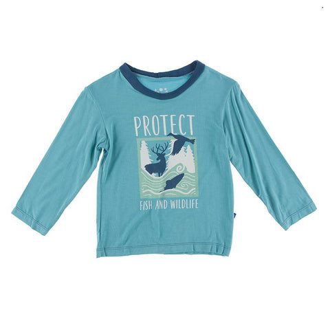 KicKee Pants L/S Graphic Easy Fit Crew Neck Tee - Neptune Protect Fish and Wildlife-Pumpkin Pie Kids Canada