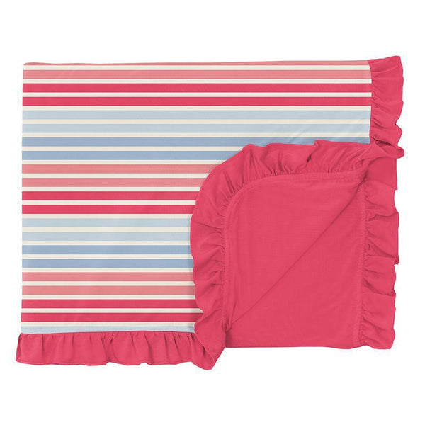 KicKee Pants Ruffle Toddler Blanket - Cotton Candy Stripe-Pumpkin Pie Kids Canada