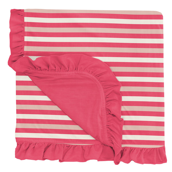 KicKee Pants Ruffle Toddler Blanket - Hopscotch Stripe-Pumpkin Pie Kids Canada