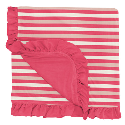 KicKee Pants Ruffle Toddler Blanket - Hopscotch Stripe-Pumpkin Pie Kids Canada