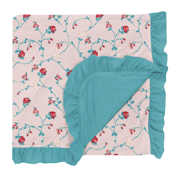 KicKee Pants Ruffle Toddler Blanket - Macaroon Floral Vines-GTB14-7-H-S22D1-MAFV-Pumpkin Pie Kids Canada