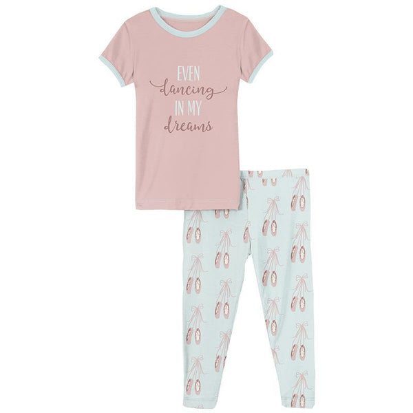 KicKee Pants S/S Graphic Tee Pajama Set - Fresh Air Ballet-Pumpkin Pie Kids Canada