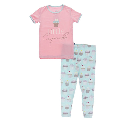 KicKee Pants S/S Graphic Tee Pajama Set - Summer Sky Cupcakes-Pumpkin Pie Kids Canada