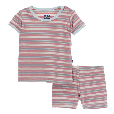 KicKee Pants S/S Pajama Set with Shorts - India Dawn Stripe-PJS459S19D3-IDST 1-Pumpkin Pie Kids Canada