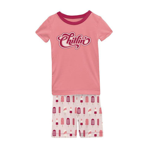 KicKee Pants S/S Pajama Set with Shorts - Macaroon Popsicle-PJS45-4-K-S22D3-MPOP 2-Pumpkin Pie Kids Canada