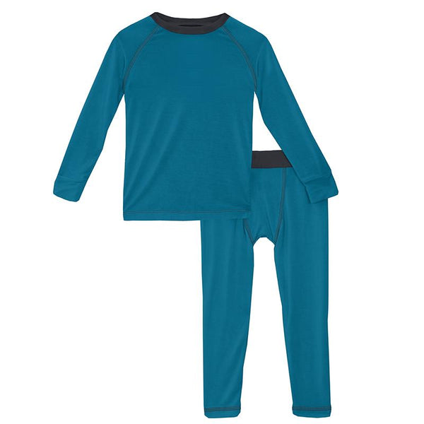 KicKee Pants Sport Pajama Set - Cerulean Blue with Deep Space-Pumpkin Pie Kids Canada