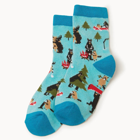 Little Blue House Crew Socks - Life in the Wild Blue-SO3WIAN002 S-Pumpkin Pie Kids Canada