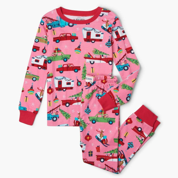 Little Blue House Pajamas - Pink Retro Christmas-PJARETO003 3-Pumpkin Pie Kids Canada